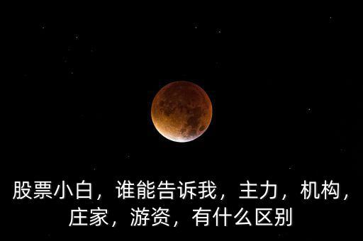 股票小白，誰(shuí)能告訴我，主力，機(jī)構(gòu)，莊家，游資，有什么區(qū)別