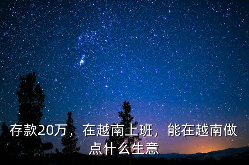 存款20萬，在越南上班，能在越南做點(diǎn)什么生意