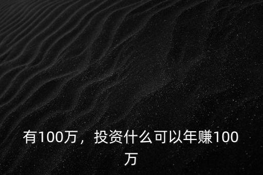 有100萬，投資什么可以年賺100萬