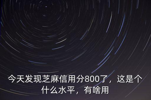 今天發(fā)現(xiàn)芝麻信用分800了，這是個(gè)什么水平，有啥用