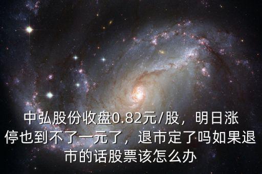 中弘股份收盤0.82元/股，明日漲停也到不了一元了，退市定了嗎如果退市的話股票該怎么辦