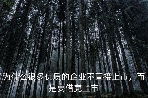 為什么很多優(yōu)質(zhì)的企業(yè)不直接上市，而是要借殼上市