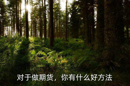 對于做期貨，你有什么好方法