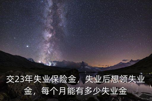 交23年失業(yè)保險金，失業(yè)后想領失業(yè)金，每個月能有多少失業(yè)金