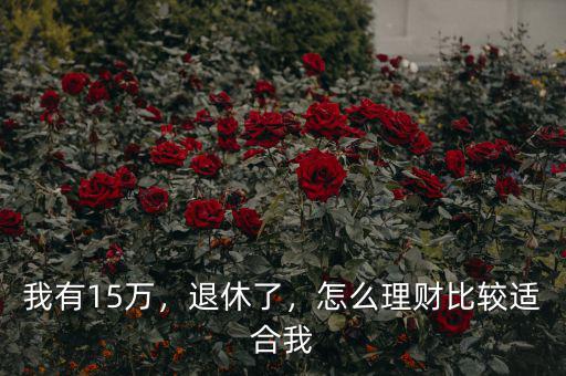 我有15萬，退休了，怎么理財比較適合我