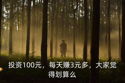 投資100元，每天賺3元多，大家覺得劃算么
