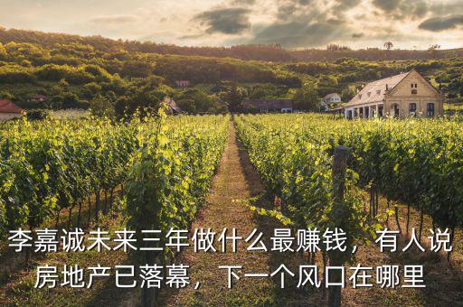 李嘉誠(chéng)未來(lái)三年做什么最賺錢，有人說(shuō)房地產(chǎn)已落幕，下一個(gè)風(fēng)口在哪里