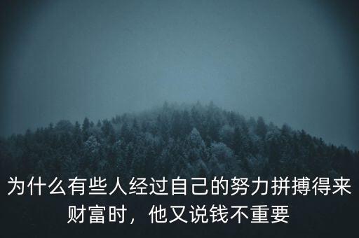 為什么有些人經(jīng)過自己的努力拼搏得來財富時，他又說錢不重要