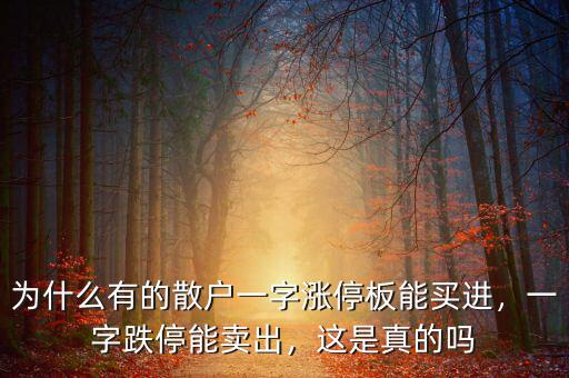 為什么有的散戶一字漲停板能買進，一字跌停能賣出，這是真的嗎
