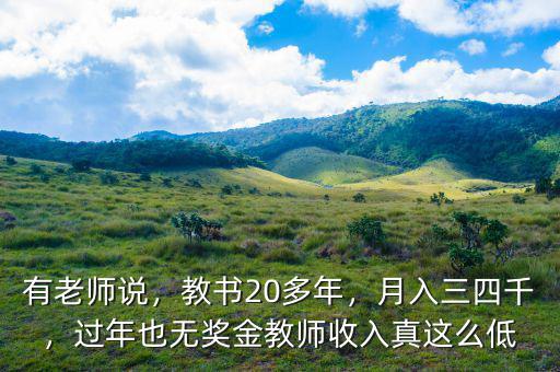 有老師說(shuō)，教書20多年，月入三四千，過年也無(wú)獎(jiǎng)金教師收入真這么低
