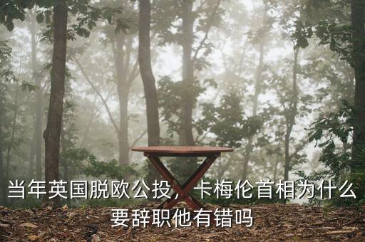 當(dāng)年英國脫歐公投，卡梅倫首相為什么要辭職他有錯嗎