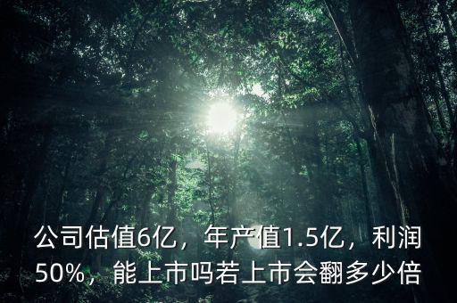 公司估值6億，年產(chǎn)值1.5億，利潤50%，能上市嗎若上市會翻多少倍