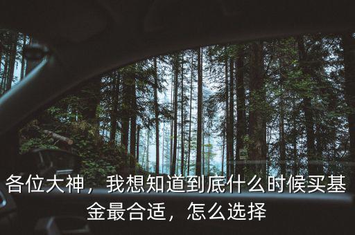 各位大神，我想知道到底什么時候買基金最合適，怎么選擇