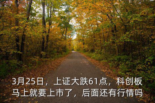 3月25日，上證大跌61點(diǎn)，科創(chuàng)板馬上就要上市了，后面還有行情嗎