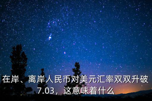 在岸、離岸人民幣對美元匯率雙雙升破7.03，這意味著什么
