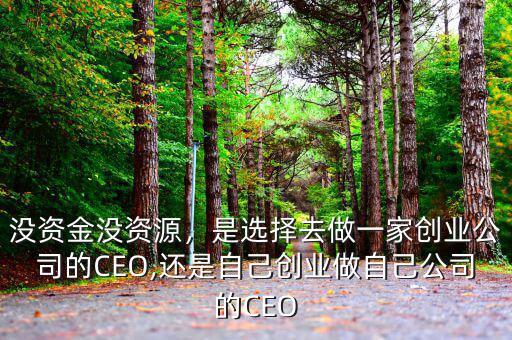 沒資金沒資源，是選擇去做一家創(chuàng)業(yè)公司的CEO,還是自己創(chuàng)業(yè)做自己公司的CEO