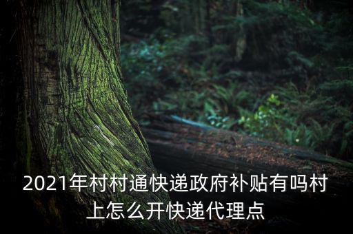 2021年村村通快遞政府補貼有嗎村上怎么開快遞代理點