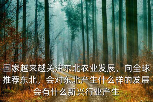 國家越來越關注東北農業(yè)發(fā)展，向全球推薦東北，會對東北產生什么樣的發(fā)展會有什么新興行業(yè)產生