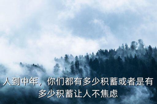 人到中年，你們都有多少積蓄或者是有多少積蓄讓人不焦慮
