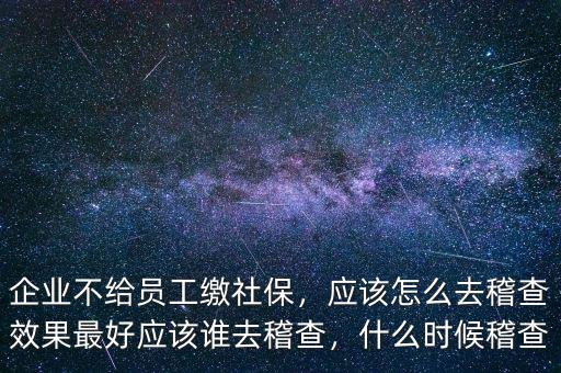 企業(yè)不給員工繳社保，應該怎么去稽查效果最好應該誰去稽查，什么時候稽查