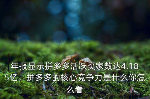 年報(bào)顯示拼多多活躍買家數(shù)達(dá)4.185億，拼多多的核心競(jìng)爭(zhēng)力是什么你怎么看
