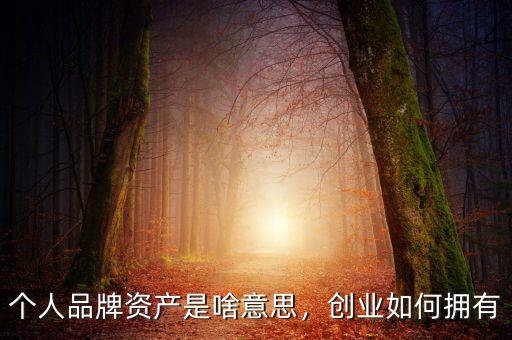 個人品牌資產(chǎn)是啥意思，創(chuàng)業(yè)如何擁有