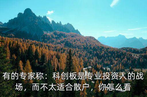 有的專家稱：科創(chuàng)板是專業(yè)投資人的戰(zhàn)場(chǎng)，而不太適合散戶，你怎么看