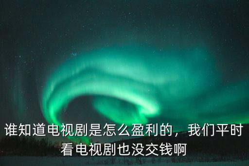 誰知道電視劇是怎么盈利的，我們平時(shí)看電視劇也沒交錢啊