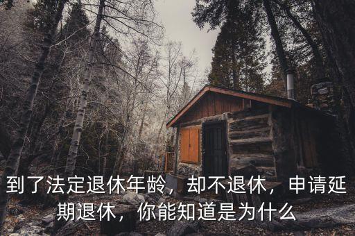 到了法定退休年齡，卻不退休，申請延期退休，你能知道是為什么