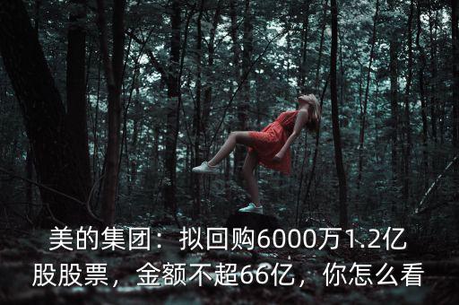 美的集團(tuán)：擬回購6000萬1.2億股股票，金額不超66億，你怎么看