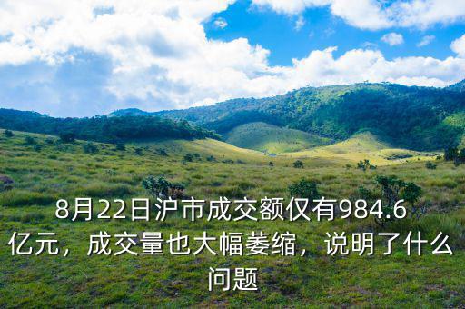 8月22日滬市成交額僅有984.6億元，成交量也大幅萎縮，說(shuō)明了什么問(wèn)題