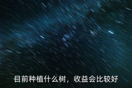目前種植什么樹，收益會比較好