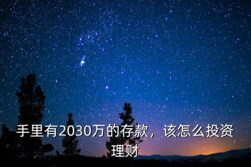 手里有2030萬的存款，該怎么投資理財(cái)