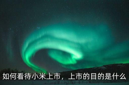 如何看待小米上市，上市的目的是什么
