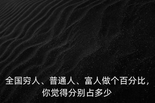全國窮人、普通人、富人做個百分比，你覺得分別占多少
