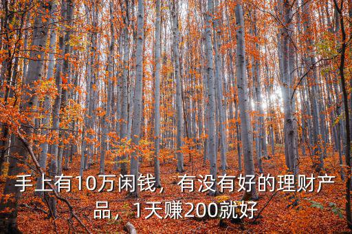 手上有10萬閑錢，有沒有好的理財(cái)產(chǎn)品，1天賺200就好