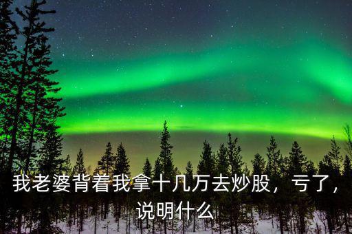 我老婆背著我拿十幾萬去炒股，虧了，說明什么
