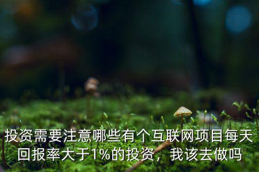 投資需要注意哪些有個互聯(lián)網(wǎng)項(xiàng)目每天回報率大于1%的投資，我該去做嗎