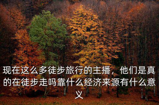 現(xiàn)在這么多徒步旅行的主播，他們是真的在徒步走嗎靠什么經(jīng)濟(jì)來(lái)源有什么意義