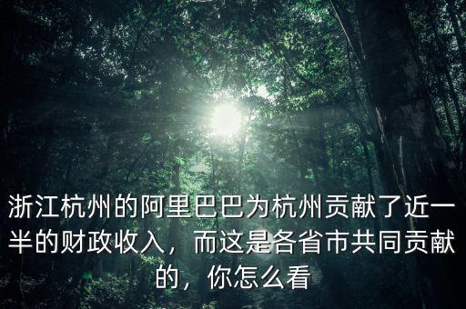 浙江杭州的阿里巴巴為杭州貢獻(xiàn)了近一半的財(cái)政收入，而這是各省市共同貢獻(xiàn)的，你怎么看