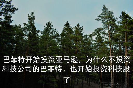 巴菲特開始投資亞馬遜，為什么不投資科技公司的巴菲特，也開始投資科技股了