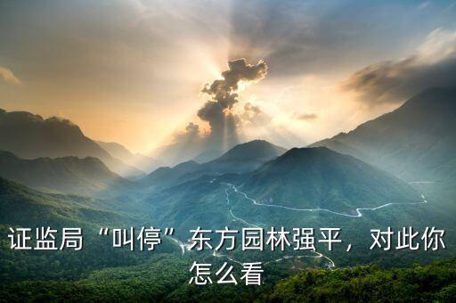 證監(jiān)局“叫停”東方園林強(qiáng)平，對(duì)此你怎么看