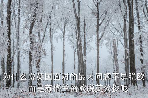 為什么說英國面對的最大問題不是脫歐，而是蘇格蘭留歐脫英公投呢