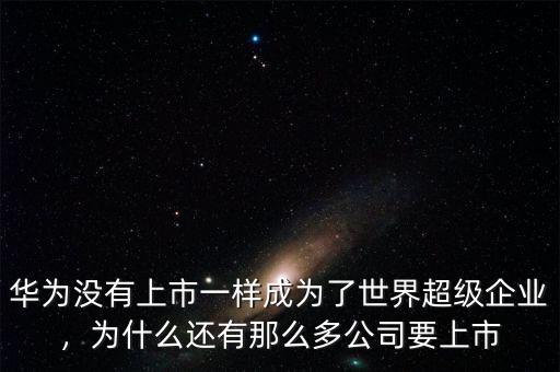 華為沒有上市一樣成為了世界超級企業(yè)，為什么還有那么多公司要上市