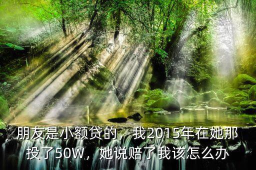 朋友是小額貸的，我2015年在她那投了50W，她說賠了我該怎么辦