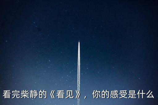 看完柴靜的《看見》，你的感受是什么