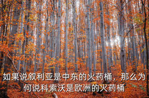 如果說敘利亞是中東的火藥桶，那么為何說科索沃是歐洲的火藥桶