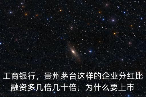 工商銀行，貴州茅臺(tái)這樣的企業(yè)分紅比融資多幾倍幾十倍，為什么要上市