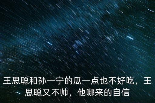 王思聰和孫一寧的瓜一點(diǎn)也不好吃，王思聰又不帥，他哪來的自信