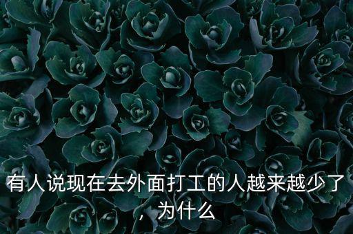 有人說(shuō)現(xiàn)在去外面打工的人越來(lái)越少了，為什么